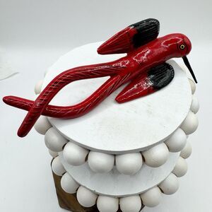 Vtg Red Tropical HummingBird Colorful Ornament Decor Kitschy Animal Christmas